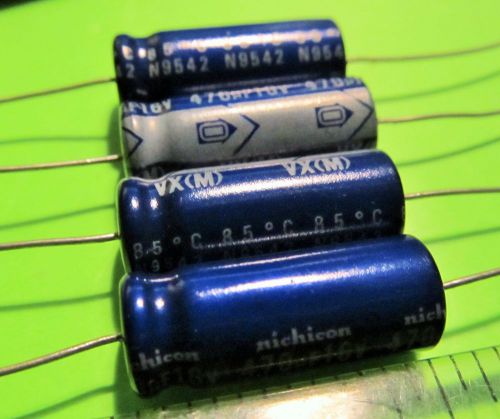 Aluminum Electrolytic Capacitors,Nichicon,470uF 16v 20%(VX),N9542,Axial,5 Pcs