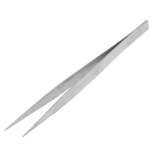 7.5&#034; long silver tone pointy tip metal straight tweezers for sale