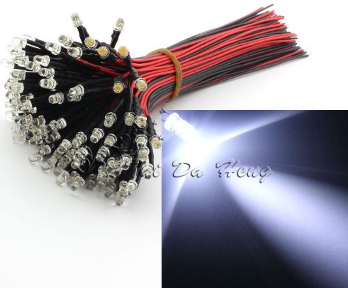 20pcs cool white 3mm 12 volt leds clear pre-wired with resistors 12v led lamp for sale