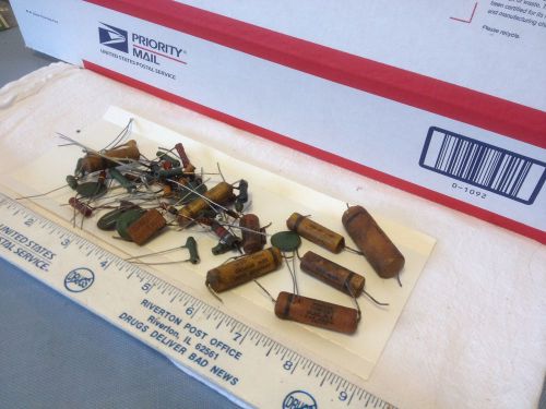 Lot of resistors and capacitors; new and used.  .  Item: 6266