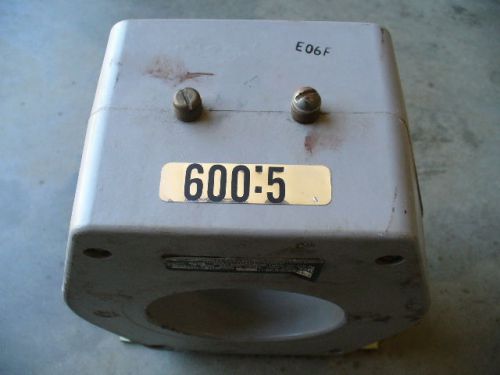 Current transformer Elect. Magnetic Ind. # 202-601 Ratio 600:5 Freq.25-400 HZ.