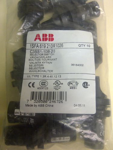 ABB Black Selector Switch C3SS1-10B- 20 (Bag of 10)  Brand New!!