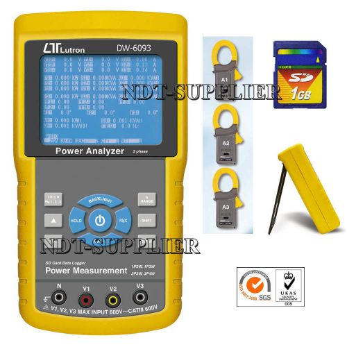 DW-6093 3 Phase Power Analyzer Meter Tester w/SD Card Real Time Data Recorder