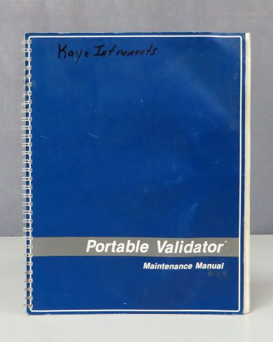 Kaye Instruments Portable Validator Maintenance Manual