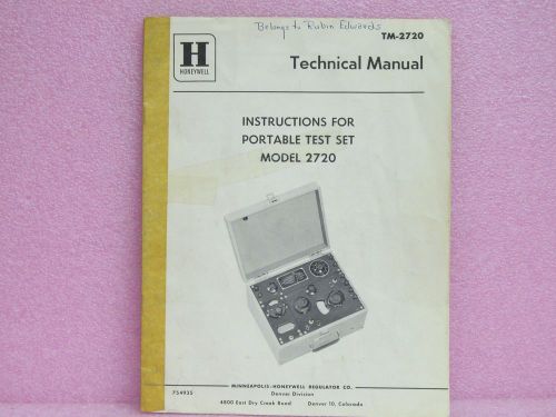 Honeywell Manual 2720 Calibrating Potentiometer Test Set Instr. Man. w/Schem.