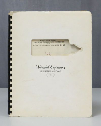 Weinschel Engineering Model BA-1D Bolometer Preamplifier Instruction Manual