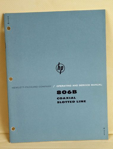 Hewlett Packard HP Operating Service Manual 806B Coaxial Slotted Line