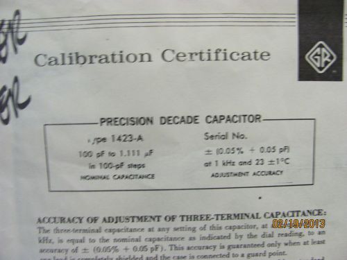 General radio model 1423-a: precision decade capacitance - instruction manual for sale