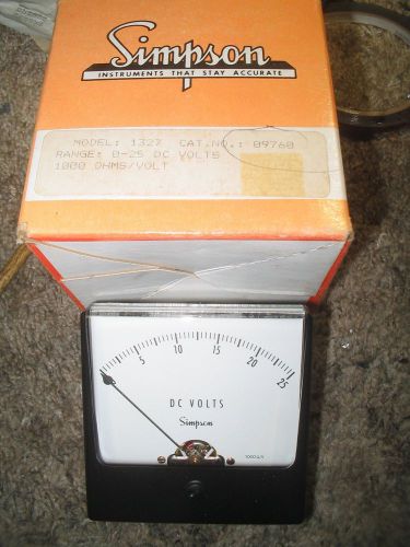 NIB Simpson Model 1327, 0-25 VDC Panel Meter Cat # 09760