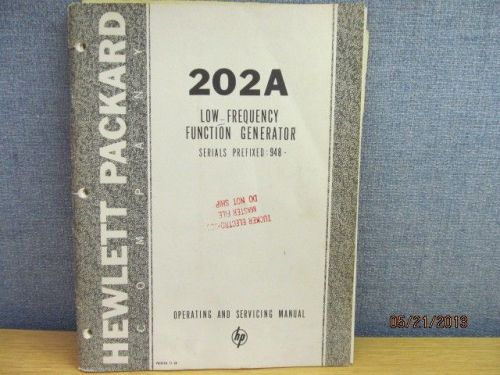 Agilent/HP 202A Low Freq Function Gen Operating Service Manual/schematics # 948-