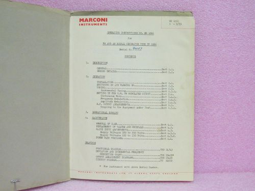 Marconi Manual TF 1066 FM/AM Signal Generator Instruction Man. w/Schem. (9/55)