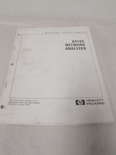 HEWLETT PACKARD 8410C NETWORK ANALYZER MANUAL SUPPLEMENT(A-62)