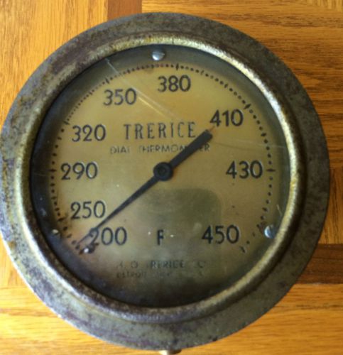 Antique Trerice Dial Thermometer Detroit Michigan Brass Neat L@@K