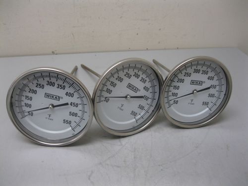 Lot (3) Wika 50 to 550°F Thermometer 1/2&#034; NPT 6&#034; Stem G18 (1717)