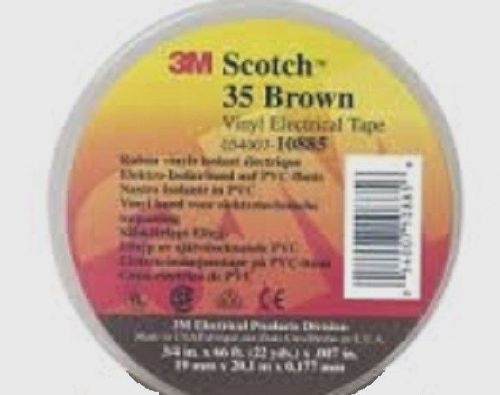 (1) NEW SCOTCH 35  Electrical Vinyl Tape  Brown 3/4&#034;x66 ft.