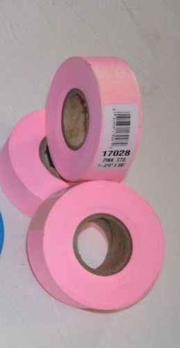 Lot Of 3 CH Hanson 17028 Pink Flagging Tape 1 3/16 Inches X 300 Feet