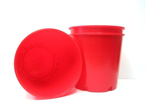 6 red plastic buckets - ice buckets, mfg. usa, lead free, no bpa, durable for sale