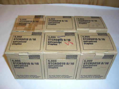 6 box of 5,000 STANLEY BOSTITCH STCR5019 9/16&#034; GALVANIZED STAPLES P4-8 T5-8