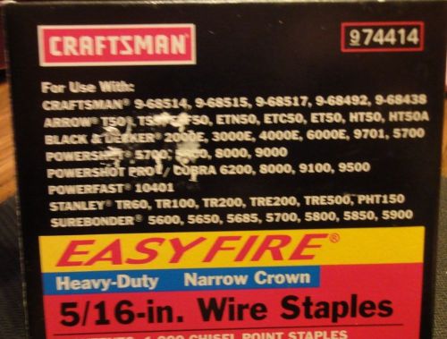 Craftsman heavy duty narrow crown 5/16&#034; chisel point wire staples 9 74414 for sale