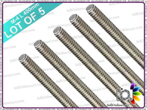 Heavy duty a2 stainless steel m4 threaded bars/ rods - 5 units - 400 mm for sale