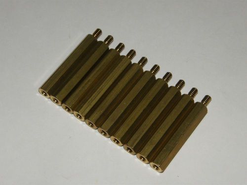 1.5&#034; 1-1/2&#034; l x 1/4&#034; 6-32 tapped hex male-female standoff brass 1.5&#034; 10 pack for sale