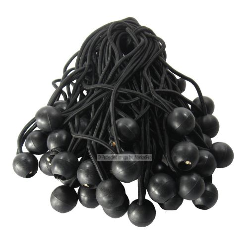 100 pk 6&#034; ball bungee canopy tarp tie down cord black for sale
