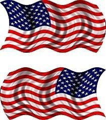 Reflective Pair of USA Waving Flags sticker decal 6&#034;x3&#034;
