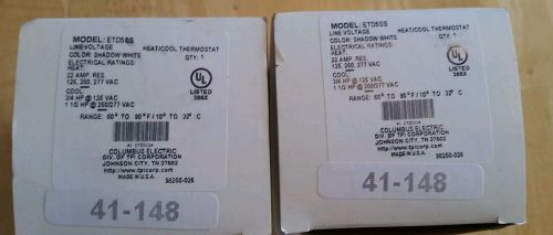 2 new Columbus ETD5SS Line Voltage Heat Cool Thermostat Free Shipping