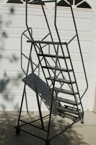 New condition! 7 step gillis rolling ladder warehouse pallet rack shelf platform for sale