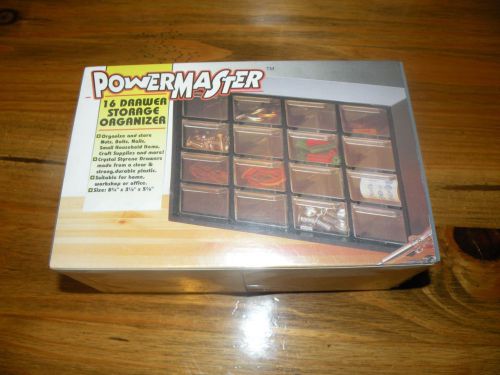 NEW-Vintage-PowerMaster-16 Drawer Storage Bolts Organizer 8-3/4&#034;x 3-1/2&#034;x 5-1/2&#034;