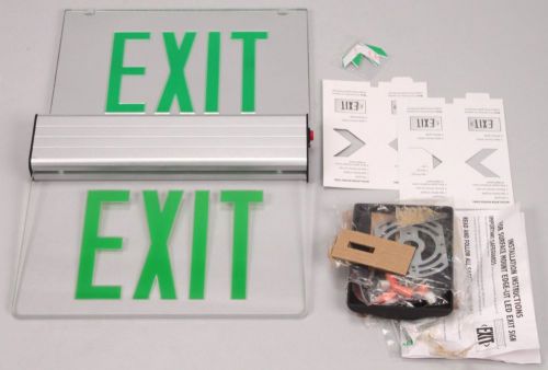 Sure-lites eus70g edge-lit clear or mirror face green letters led exit sign (b) for sale