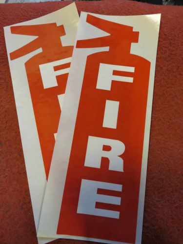 (two) self-adhesive vinyl ~red &#034;fire&#034; die-cut~ sign&#039;s...3&#034; x 8 1/2&#034; new for sale