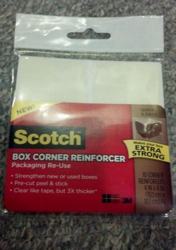 Scotch Box Corner Reinforcement Squares, 4 x 4, Clear, 10/Pk