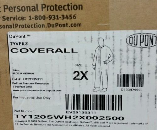 Dupont Tyvek Suit (coveralls) # TY120SWH2X002500  25/case size 2X