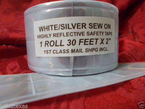 30&#039; sew on reflective safety  silver white safety tape.  usa shipper, free shpg for sale