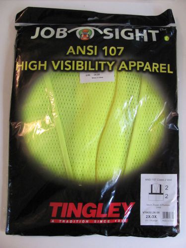 New Tingley High Visibilty Class 2 Vest ANSI 107 Lime 2x-3x Zipper Mesh