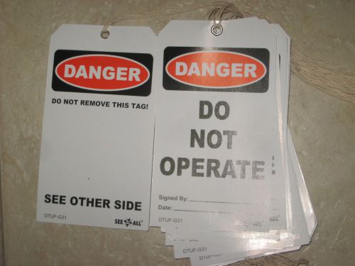 Lock Out Tag Out  Danger Do Not Operate Tags 25pk