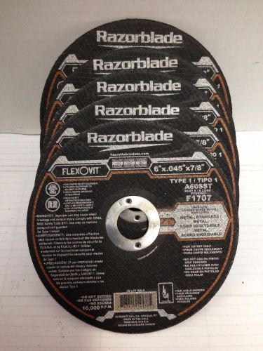 Flexovit razorblade long life 6&#034; x .045&#034; x 7/8&#034;type 1 cutoff wheel-5 pack for sale