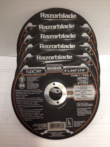 FLEXOVIT RAZORBLADE LONG LIFE 6&#034; x .045&#034; x 7/8&#034;TYPE 1 CUTOFF WHEEL-5 PACK