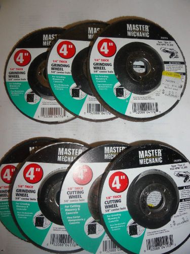 Master Mechanic 7 Piece 4&#034; X 1/4&#034; &amp; 1/8&#034; Masonry Grinding Wheels 760394, 768096