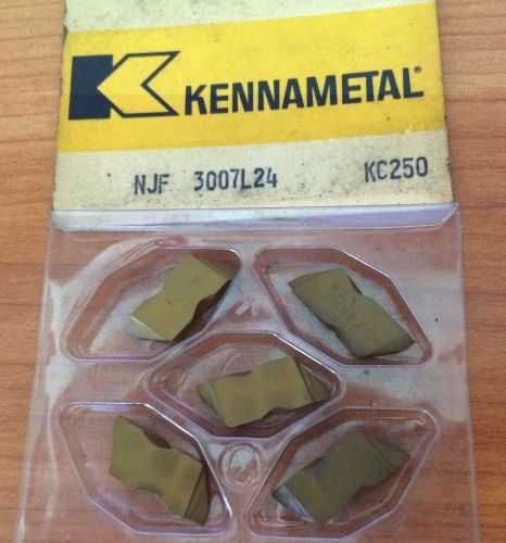 Kennametal NJF 3007 L24 KC250 Lathe Carbide Inserts 5 Pcs Grooving Cut Off Gold