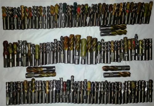 Lot N2 126 Pcs. Used End Mills 1/2&#034;, 5/8&#034; and 3/4&#034; RH and LH Excellent Condition
