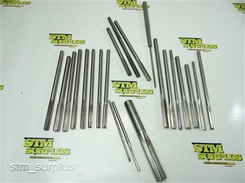 NICE LOT OF 22 REAMERS 1/8&#034; TO 5/8&#034; WITH 1/8&#034; TO 9/16&#034; SHANK