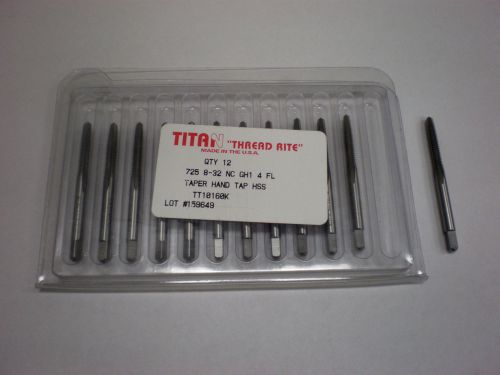 Titan 4 flute taps, 725 8-32 nc gh1 4 fl taper hand tap hss ~new~surplus~ for sale