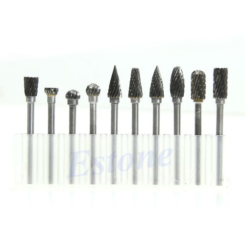 6mm 10x 1/8&#034; tungsten carbide cutter rotary burr grinding set cnc engraving bit for sale