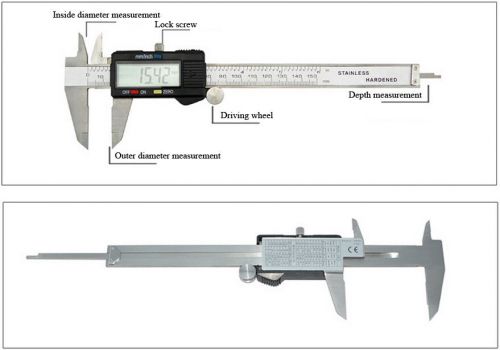 Electronic digital lcd display vernier caliper micrometer, range 6 inch 150mm for sale
