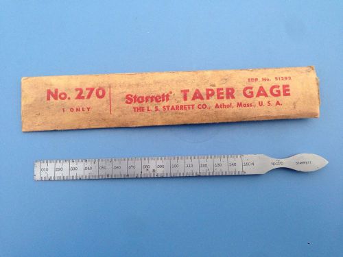 Vintage starrett 270 taper gage measuring range: .010&#034;~.150&#034;,0.3mm~4mm for sale