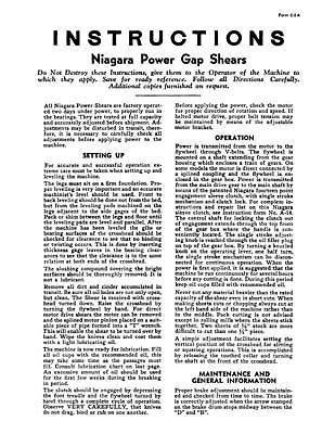 Niagara Power Gap Shears Instruction Manual