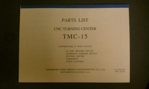 Nakamura-Tome TMC-15 Parts List Manual - CNC B1122DE/02 1992-09 OT/OTF