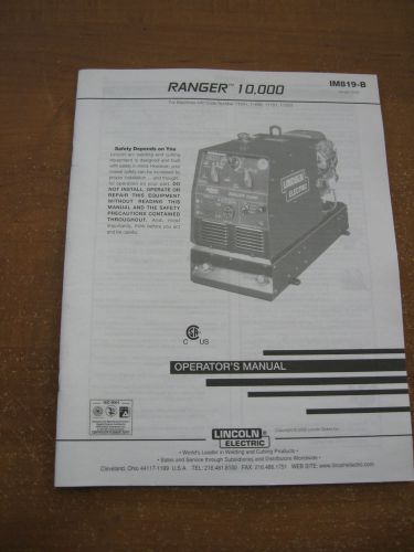 lincoln Ranger 10,000 welder Operators / parts manual IM819-B